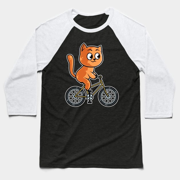 Cat Bicycle Cyclist Cycling graphic Baseball T-Shirt by theodoros20